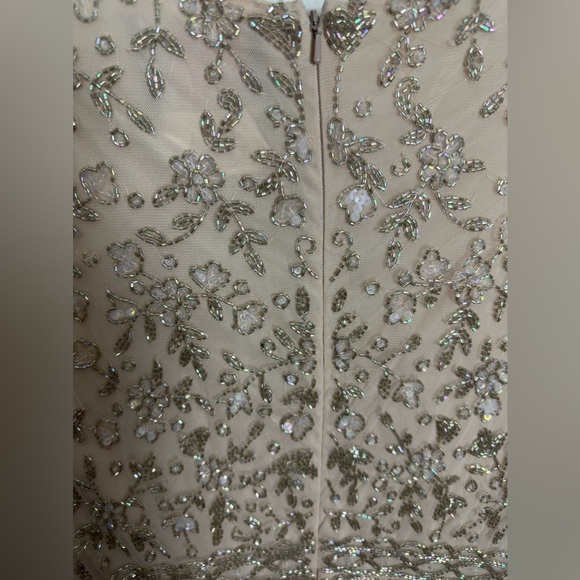 Mac Duggal Porcelain Sheath Floral Motiff Banded Empire Waist Dress Size 10 NEW - Picture 5 of 10